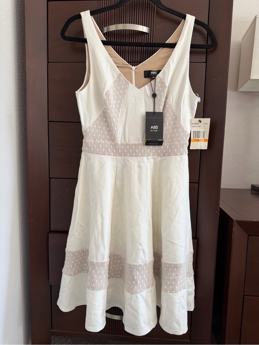ABS Allen Schwartz Cream & Blush Panel Fit-and-Flare Midi Dress